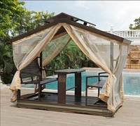 Nouvelle chaise à bascule de luxe moderne pour l'extérieur, imperméable, 4 places, avec moustiquaire, structure en aluminium, pour jardin et hôtel