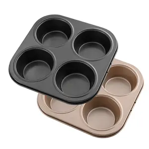 Carbon Steel Black 4 Cavity Muffin Baking Cups Bakeware Muffin Pan