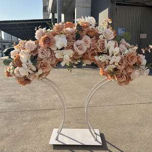 Centros de mesa para bodas, adorno de estilo otoñal con soporte, guía de camino de flores artificiales, arco de peonía rosa para decoración de eventos - Product Image 1