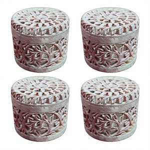 Nueva caja de tallado de esteatita de calidad totalmente pulida hecha a mano moderna tradicional con uso de forma redonda para almacenamiento de joyas artículo de regalo - Product Image 1