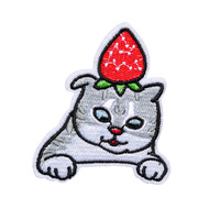 Tissu brodé auto-adhésif sans couture, tissu brodé à l'ordinateur avec des animaux de dessin animé, patch DIY pour vêtements
