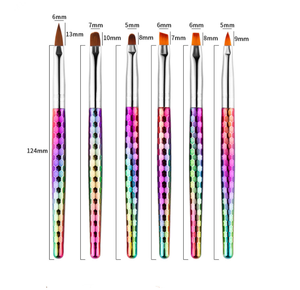 Ensemble de pinceaux à ongles avec manche métallique dégradé, différentes formes de poils, ovales, pour gel 3D, poils en nylon, pour la pratique du nail art DIY pour étudiants - Product Image 5