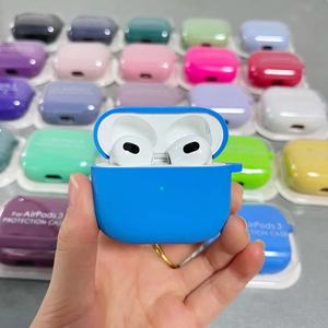 Housse en silicone de couleur pure avec étui rigide en PC flocage monobloc pour <span class=keywords><strong>Airpods</strong></span> 4, pour étui <span class=keywords><strong>Airpods</strong></span> 3 - Product Image 1