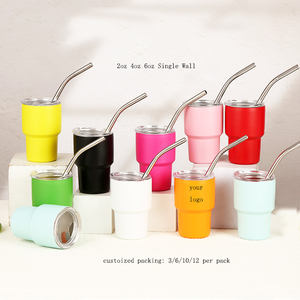 Vaso de Chupito Personalizado para Fiestas y Bodas, Vaso de Chupito de Talavera de Pared Simple de 2oz 4oz 6oz con Pajita y Tapa - Product Image 1