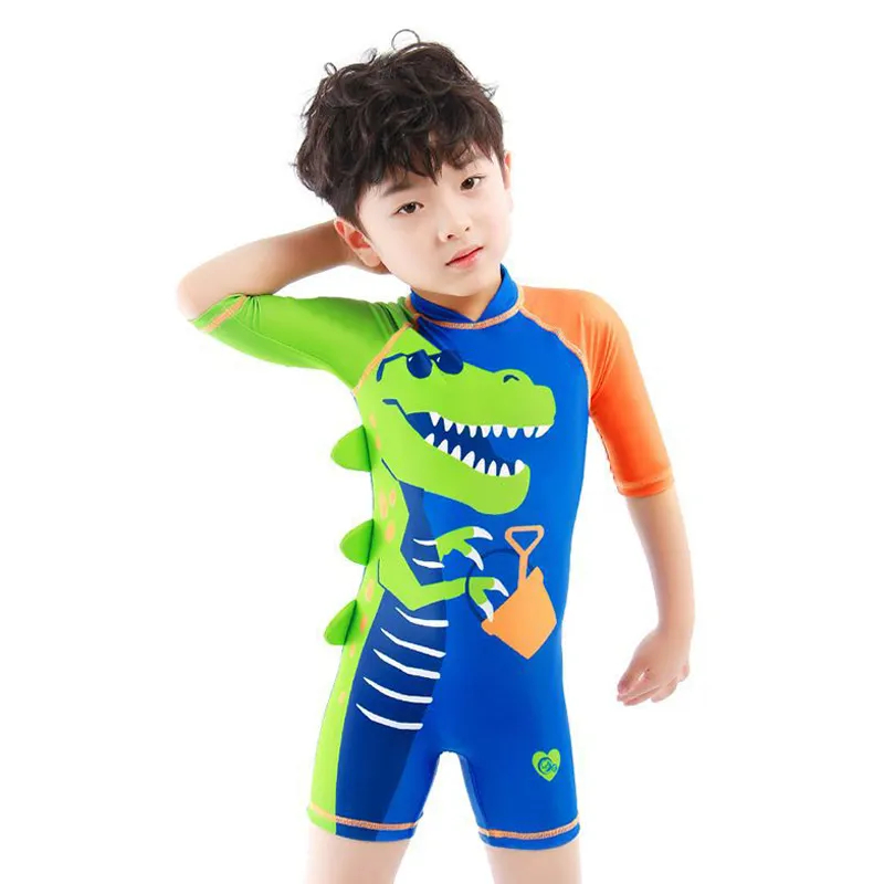 Children cartoon swimsuit short sleeve beach suit one-piece dry swimwear kids bathing suits