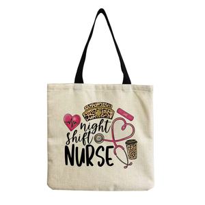Medical Art Nurse Tote Bag <b>Stethoscope</b> Print Canvas Shoulder Bag Eco-Friendly Shopping Tote for Healthcare Professionals Fashion - Product Image 6