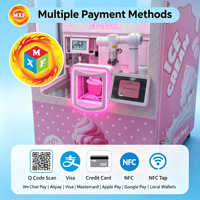 Distributeur automatique de crème glacée robotisé rose certifié CE, plusieurs modes de paiement, OEM ODM