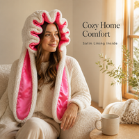 Bonnet d'hiver en gros avec oreilles de lapin, doux, en peluche, doublé satin, ajustable, circonférence de la tête 35 cm, longueur des oreilles 40 cm