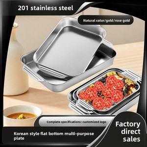 Assiette plate <span class=keywords><strong>rectangulaire</strong></span> en acier inoxydable de qualité alimentaire, épaissie, pour cuisinière à <span class=keywords><strong>induction</strong></span> et four, design moderne, couleur unie - Product Image 5