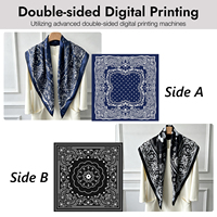 Foulard carré en soie de mûrier 100% sergé, imprimé personnalisé, ourlet roulé à la main, motif floral Paisley noir, faible MOQ, OEM ODM, conception d'illustration personnalisée