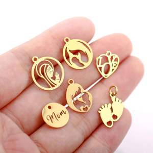 Pendentifs en acier inoxydable Amour Coeur Maman Amour Maternel Ange <span class=keywords><strong>Marie</strong></span> Charmes Miroir Poli Boucles d'oreilles Collier Bijoux Accessoires - Product Image 4