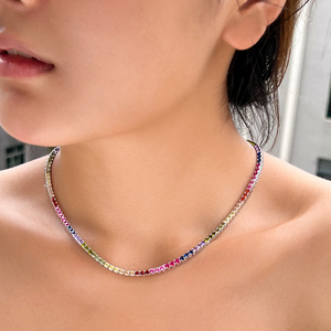 Collar de Tenis de Mesa de Plata Esterlina S925 con Circonitas de 2.5mm 3mm 4mm y 17 Pulgadas, Joyería Personalizable Lista para Enviar para Mujer y Hombre - Product Image 5