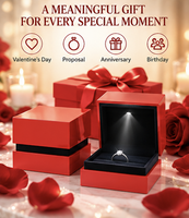 Boîte à bijoux en velours plastique personnalisée avec éclairage LED, emballage cadeau en gros pour célébration romantique, occasion spéciale, cadeau