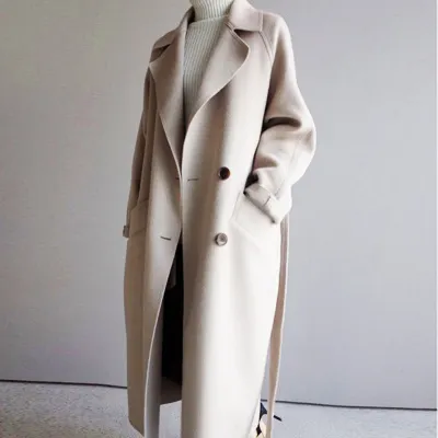 Usine 2022 nouveauté automne hiver couleur unie coréen lâche laine manteaux pour dames femmes dame veste