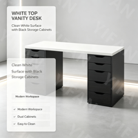 YIFAN Coiffeuse moderne avec plateau blanc/bleu/chêne, bureau Lagkapten/Alex avec grand rangement et nombreux tiroirs, très pratique
