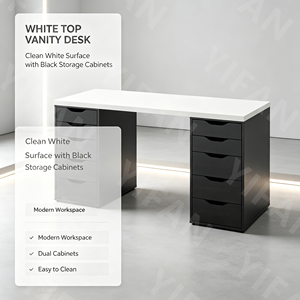 YIFAN Modern White /blue /oak <strong>Top</strong> Dressing Tables Vanity Table Lagkapten/Alex <strong>Desk</strong> with Big Storage Many <strong>Drawers</strong> Useful - Product Image 2