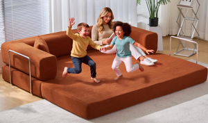 أريكة سرير قابلة للطي الأكثر مبيعًا، كنبة مخملية مضلعة قابلة للتحويل بحجم كبير للنوم على الأرض، أريكة وحدات 4 في 1 بتوليفات مختلفة لغرفة المعيشة - Product Image 5