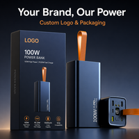 Nouvelle batterie externe portable haute puissance 100W, 40000 mAh, charge super rapide, grande capacité pour téléphones portables et ordinateurs portables