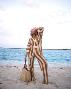 Automne femmes Cardigan à manches longues <span class=keywords><strong>pull</strong></span> tricoté et pantalon de survêtement ensemble 2023 pour deux pièces - Product Image 2