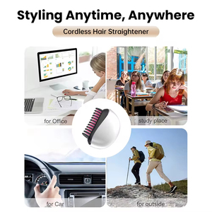 Cordless Ceramic Heating Straightening Brush Rapid Heating Portable <strong>Hair</strong> <strong>Straightener</strong> Negative Ion for Travel Hotel Salon Use - Product Image 5
