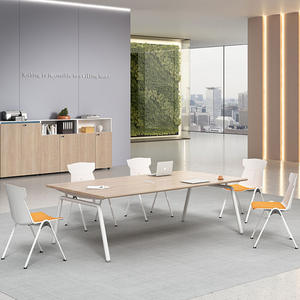 简约现代木质可伸展会议桌椅子组合12座办公家具培训洽谈接待 - Product Image 4