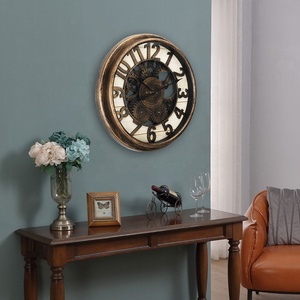 Noiseless silent Contour Chocolate <strong>Grey</strong> Color Decorative CLASSIC Retro <strong>Large</strong> Antique Wall <strong>Clock</strong> - Product Image 2