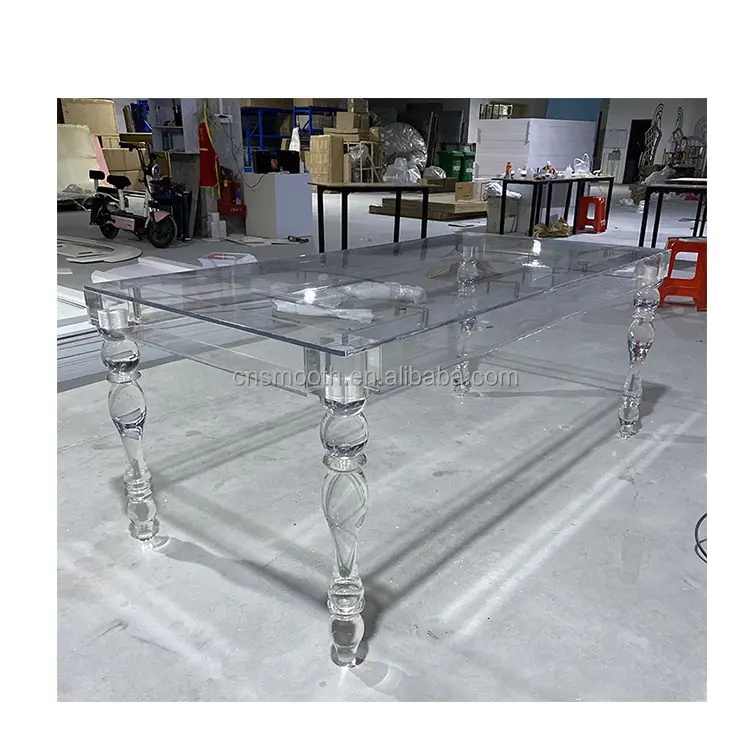 Clear Ghost Bruiloft Meubels Bruid En Bruidegom Transparant Kristal Acryl Eettafel Voor Event