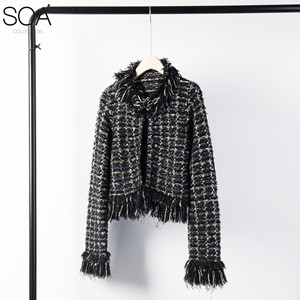 High quality custom sweater ladies cardigan knitted sweater fancy tweed cardigan with fringe - Product Image 2