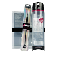 Boîtes cadeaux pliables en plastique transparent recyclé pour pinceaux à cheveux et à maquillage avec gaufrage, tailles personnalisables
