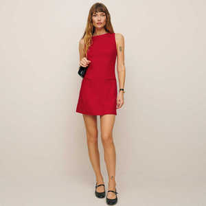 Vestido sin mangas de lino y algodón para mujer, vestido mini elegante de lujo de alta gama para tallas pequeñas - Product Image 1