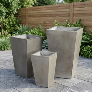 <b>Square</b> Concrete Planters Set of 3 Minimalist Outdoor Garden <b>Pots</b> for Flower Green Plants - Product Image 1