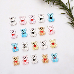 TSZS 20 pièces/sac Breloques d'ongles 3D Kawaii Mignonnes en forme d'ours avec nœud papillon, transparentes couleur <span class=keywords><strong>kaki</strong></span>, accessoires de résine pour nail art DIY - Product Image 2