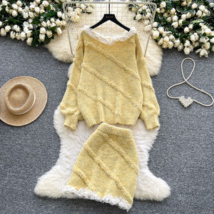 Elegantes 2-teiliges Herbst-Set für Damen, Oberteil und Strickanzug, Großhandel - Product Image 2