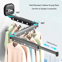 Cintre à usage domestique sans support de poinçonnage support de séchage mural caché pliable télescopique mural cintre de séchage des vêtements