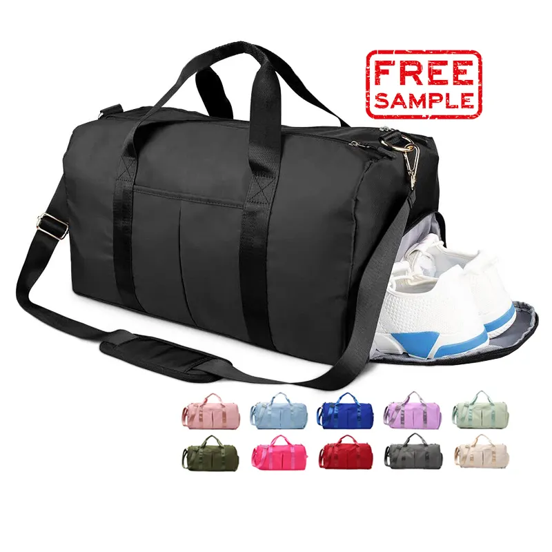 Wholesale Dry Wet Separation Nylon sports bags women men Waterproof Swimming customized sports Gym Bag with shoe compartment