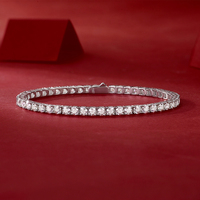 Bracelet tennis en argent sterling 925 et plaqué or 18 carats avec moissanite, style hip-hop rock, pour hommes et femmes, 12462 Fine Fashion