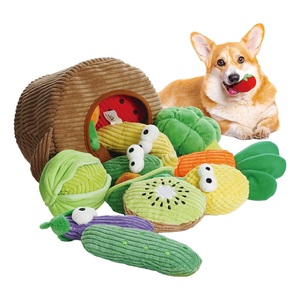 Jouets pour animaux de compagnie à vente directe d'usine OEM/ODM, ensemble multi-en-un de fruits et légumes, <span class=keywords><strong>panier</strong></span>, papier froissé, <span class=keywords><strong>jouet</strong></span> qui couine pour <span class=keywords><strong>chien</strong></span> - Product Image 1