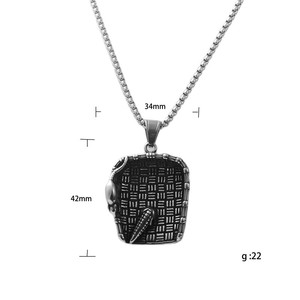 Collar de hombre con colgante de cesta de acero inoxidable, estilo punk retro, diseño geométrico, 12092 - Product Image 5