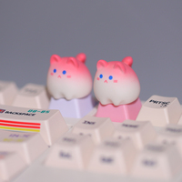 Porte-clés décoratif personnalisé en résine rose mignon en forme de chat, léger, profil OEM, pour clavier mécanique