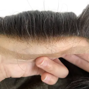 Elegant Hair – perruque complète en dentelle suisse, cheveux humains, avec cheveux humains naturels décolorés, pour hommes