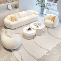 Ensemble de canapés de salon de beauté en tissu style crème, design moderne et simple, forme irrégulière, pour salon, petit appartement, bureau, réception