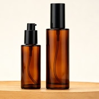 Botellas de Vidrio Ámbar de 30ml y 50ml con Pulverizador a Presión, Botellas Recargables Cosméticas a Prueba de Luz, Botellas para Lociones y Perfumes