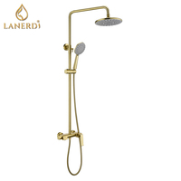 Ensemble de robinetterie de douche et bain contemporain en laiton chromé poli, mitigeur à poignée unique avec cartouche céramique, pour appartement 5