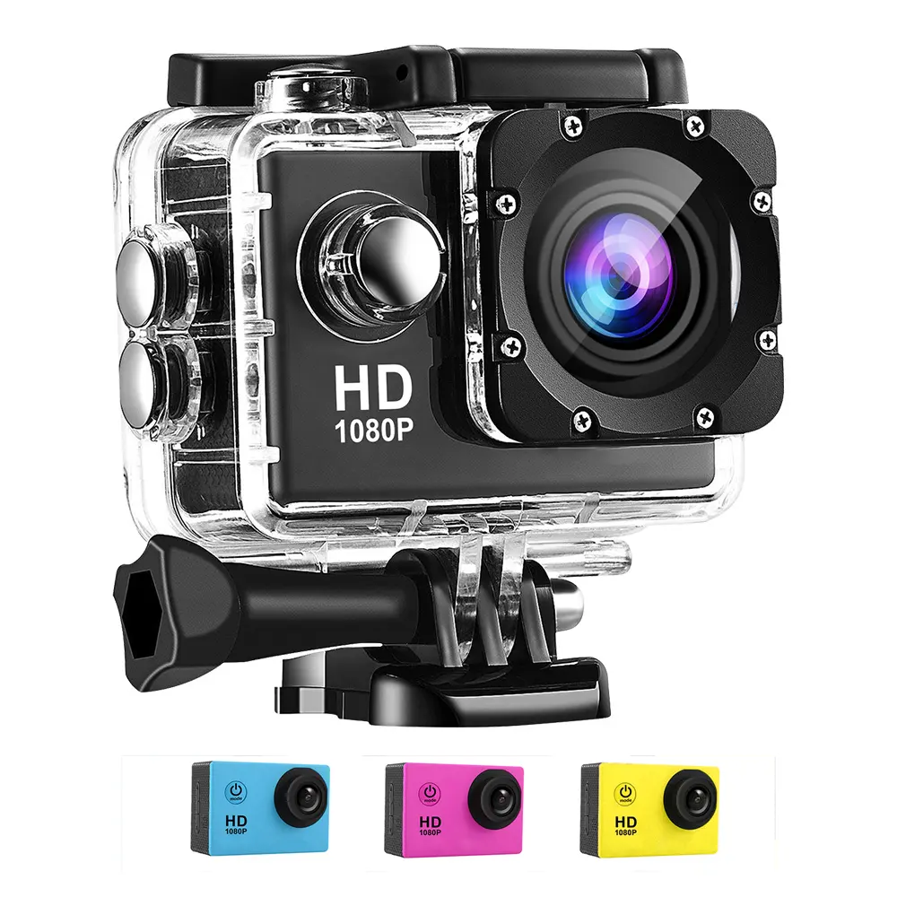Hot Selling Action & Sports Camera Full HD 1080p 30m Waterproof 2.0 Inch 170 Wide Angle Lens Video Camera Black