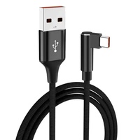 Cable USB-C de 90 Grados en Ángulo Recto, 5-6A, Carga Súper Rápida, Nylon Trenzado, Cobre Estañado, USB 3.0, Cable de Datos de Alta Velocidad en Forma de L