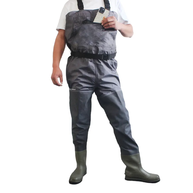Sino-japanese joint venture Waterproof Coated Waders 3 layer breathable Chest High Fishing Waders with Boots