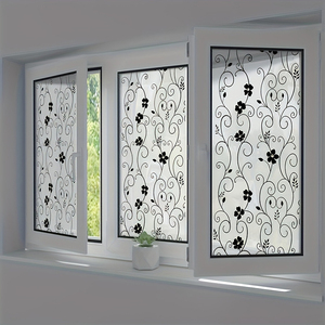 Elettricità statica per la casa pellicola decorativa per finestre in PVC soggiorno camera da letto Privacy pellicola di vetro con motivo a vite in bianco e nero - Product Image 1