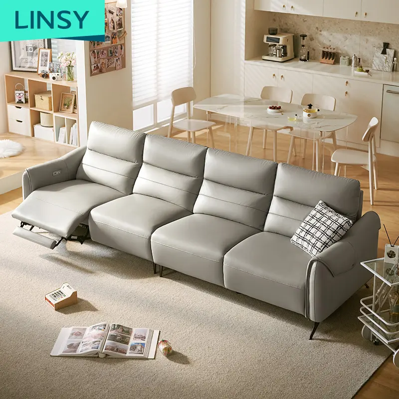 Linsy Leather Modular Design Couch Lounges Home Furniture Recliner Sofa