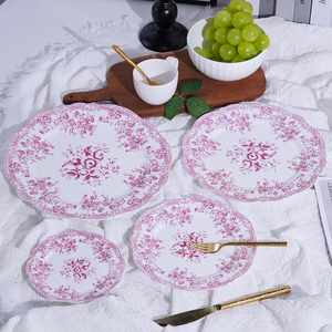Morandi-style <strong>Small</strong> Flowers Bone China Dinnerware Ceramic <strong>Dinner</strong> Set Vintage Charger <strong>Plate</strong> for Wedding&amp;Party&amp;Rental - Product Image 6