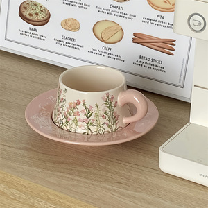Ensemble <span class=keywords><strong>tasse</strong></span> et soucoupe à café en céramique écologique Lily Blossom, style minimaliste, coffret cadeau pour la fête des mères et la fête des infirmières - Product Image 4